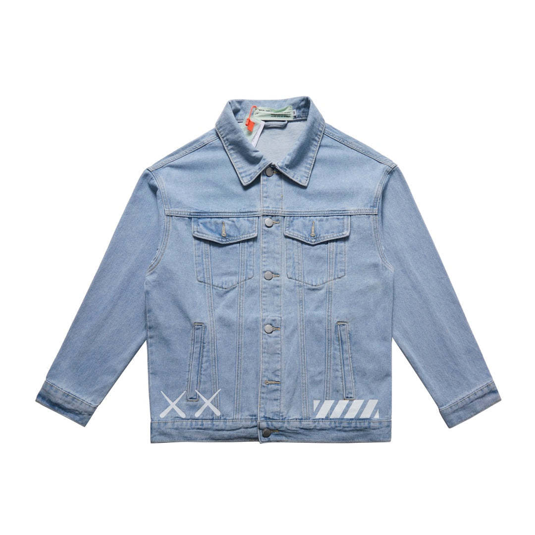 【Off-White】新しいXXプリントカジュアルデニムジャケット