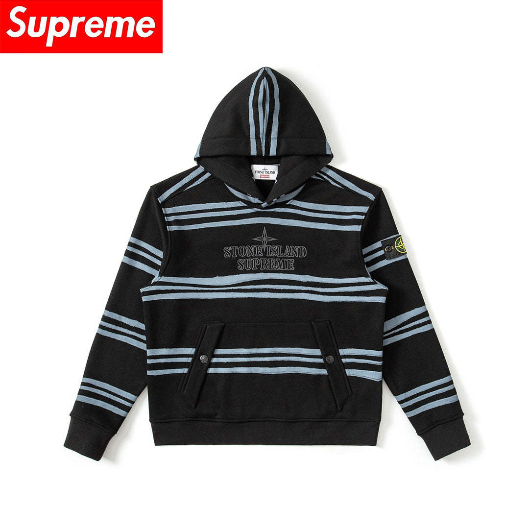 【Supreme】 22FW Stone Island 【男女兼用】の共同ブランドのストライプパーカーパーカー