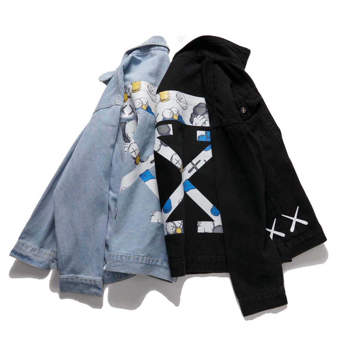 【Off-White】新しいXXプリントカジュアルデニムジャケット
