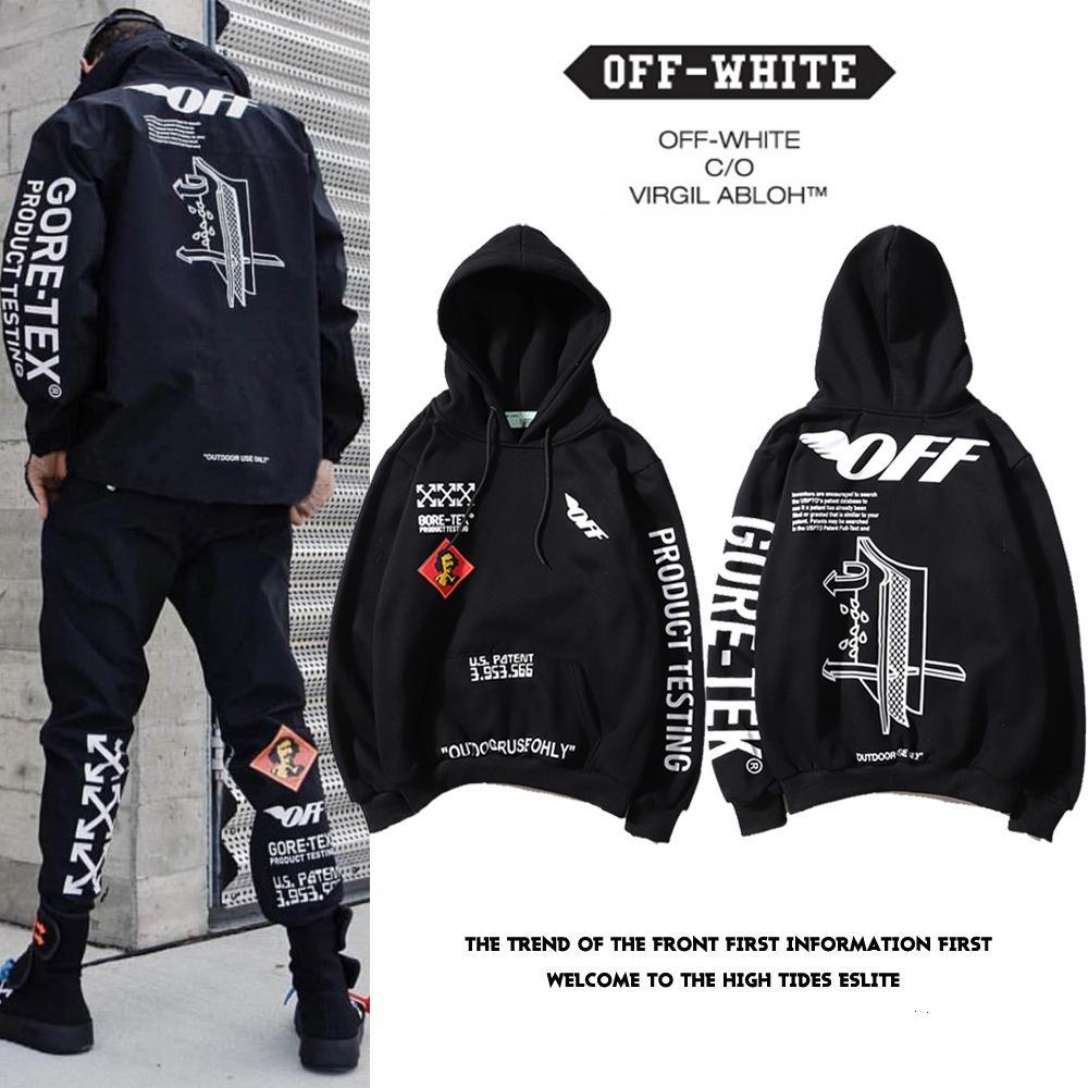 【Off-White x GORE-TEX】2021斜めジッパーフード付きセーター男性と女性のカップルのパーカー