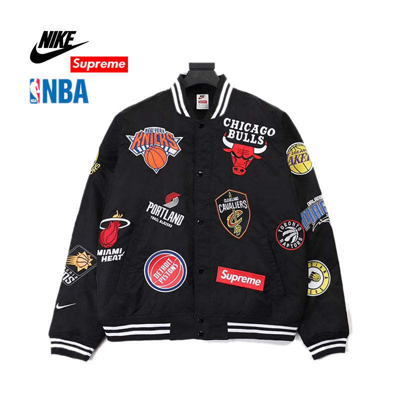 【Supreme x NBA TEAM JACKET】3つブランド協力 刺繍野球ジャケット【男女兼用】