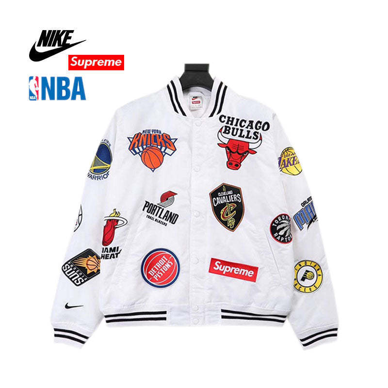 【Supreme x NBA TEAM JACKET】3つブランド協力 刺繍野球ジャケット【男女兼用】