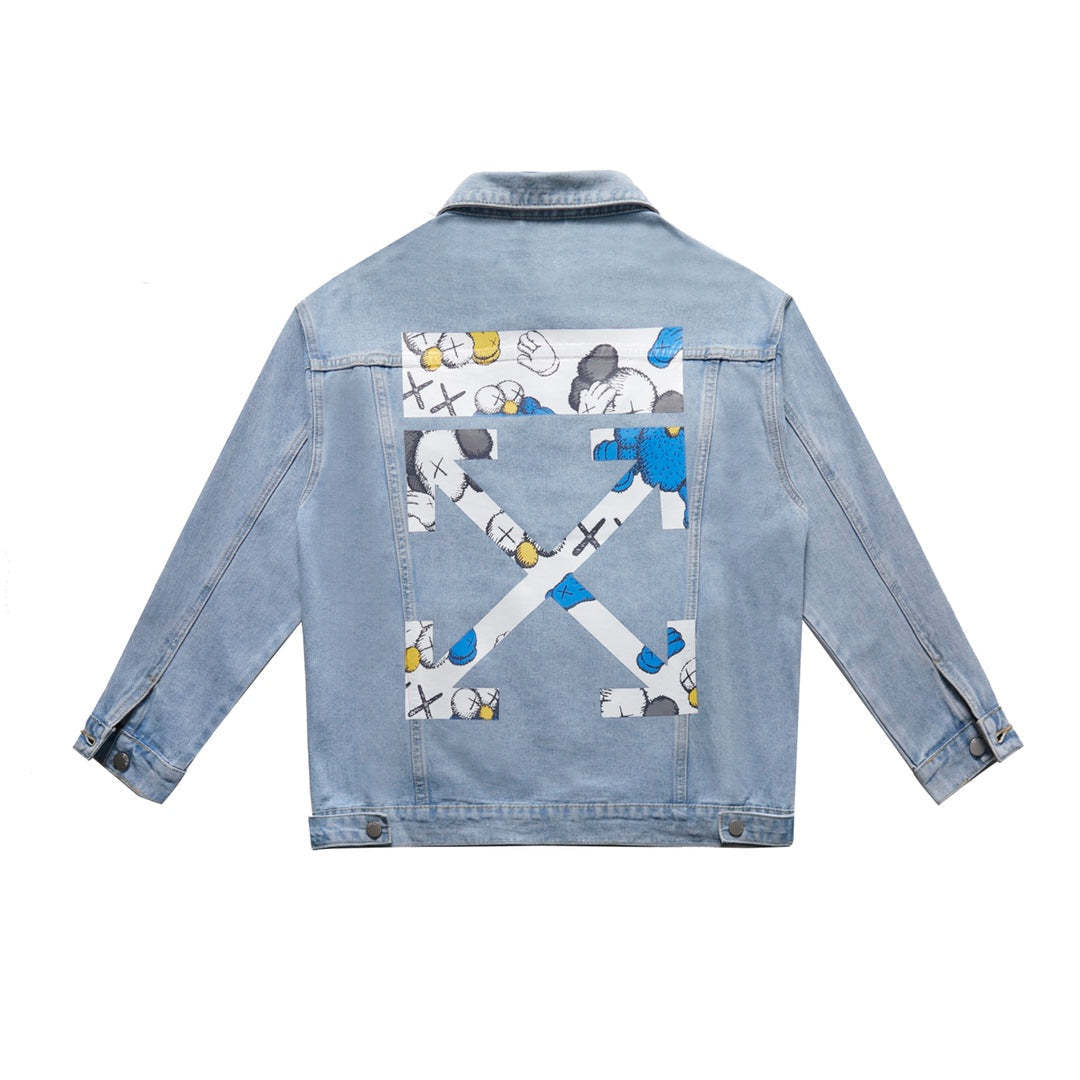 【Off-White】新しいXXプリントカジュアルデニムジャケット