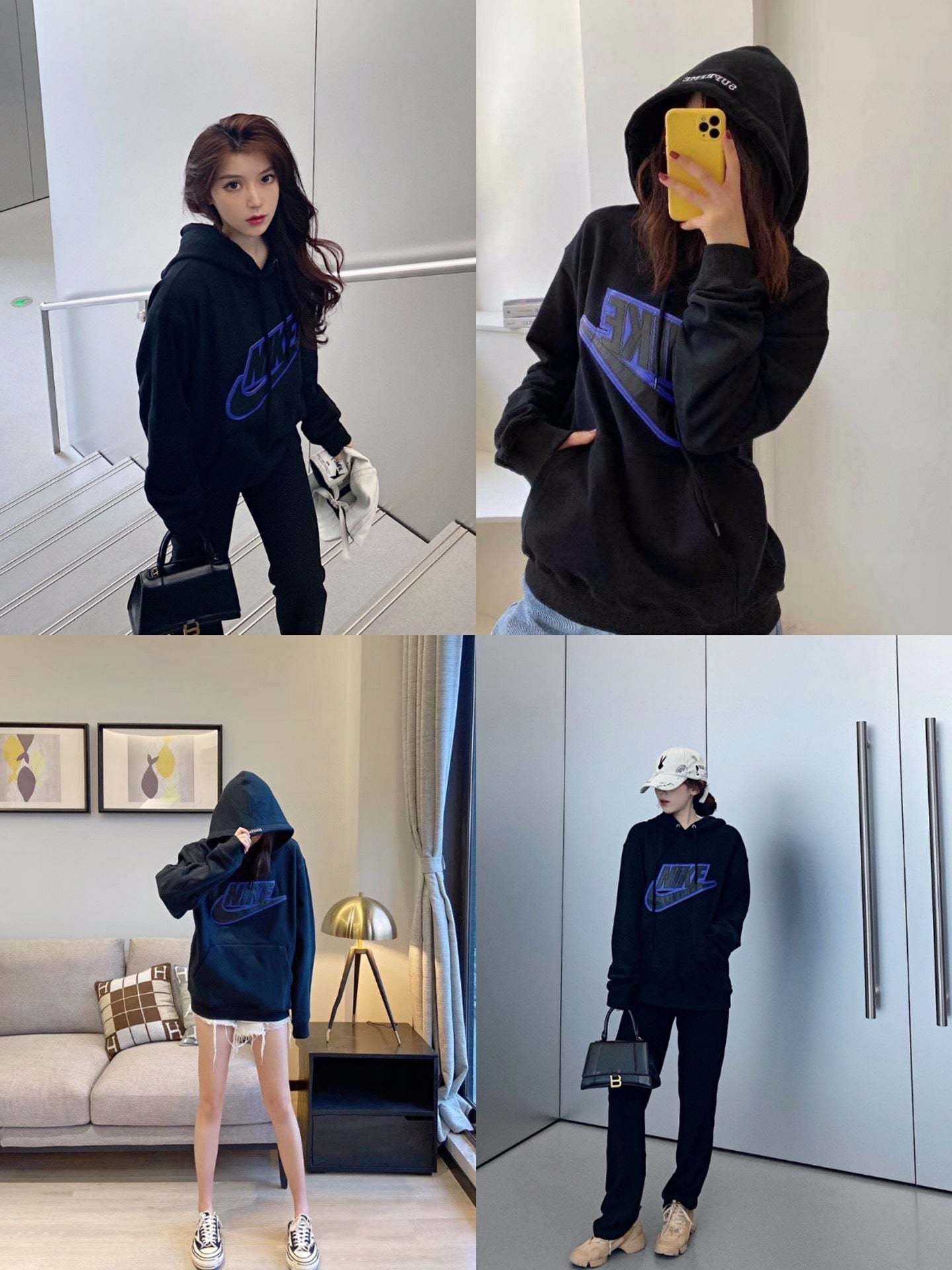 【Supreme】 FW22 Week × Nike Leather Applique Hooded Sweatshirt  【 協力モデル】カップル向けの共同ブランドのレザーロゴレザーラベルパーカーパーカーセータージャケット