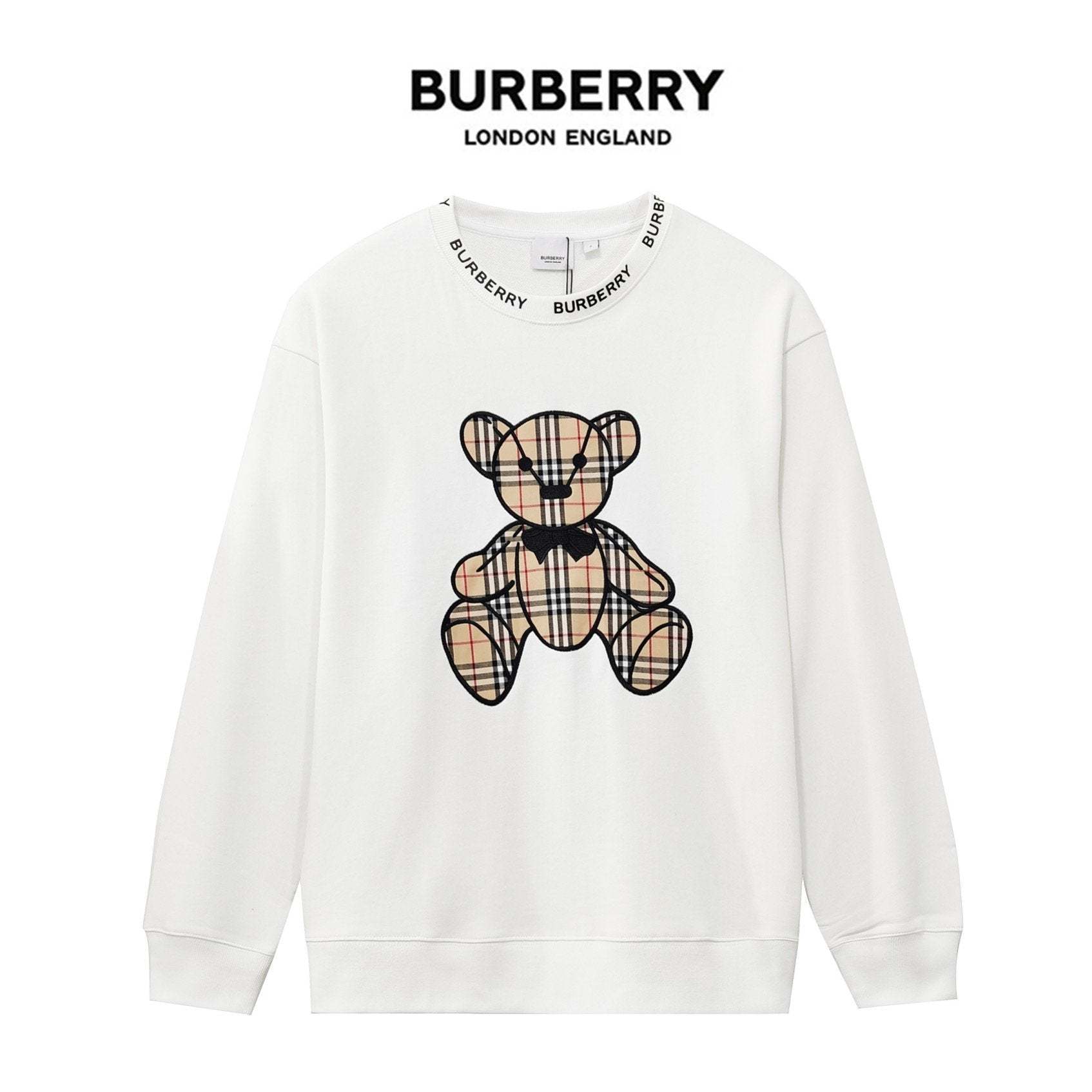 【Burberry】男女兼用 刺繍入りクマラウンドネックカップルセーター