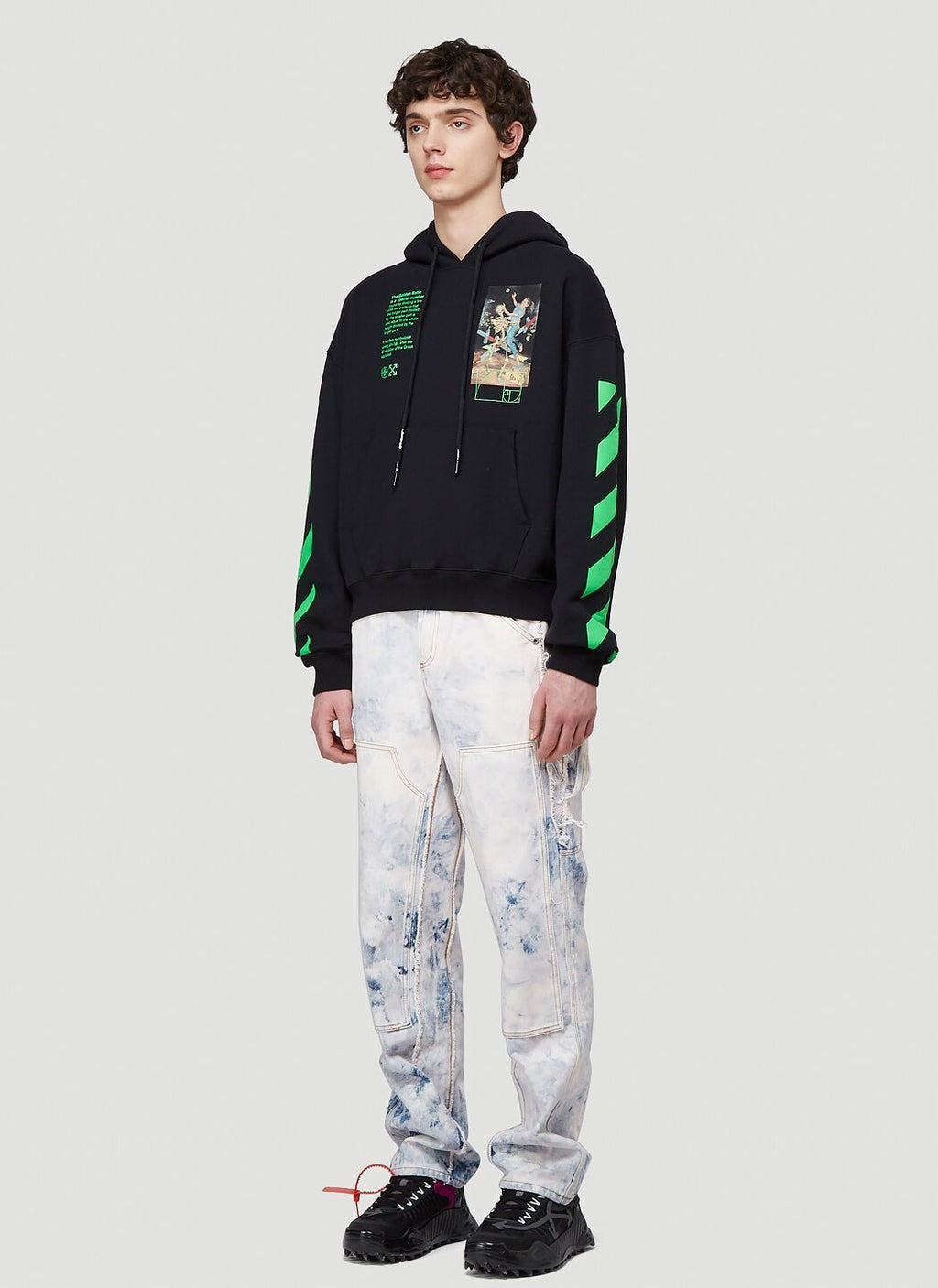 メンズOFF-WHITE オフホワイト PASCAL PAINTING ブラックパーカー イタリア正規品 OMBB037R20E300141088 新品