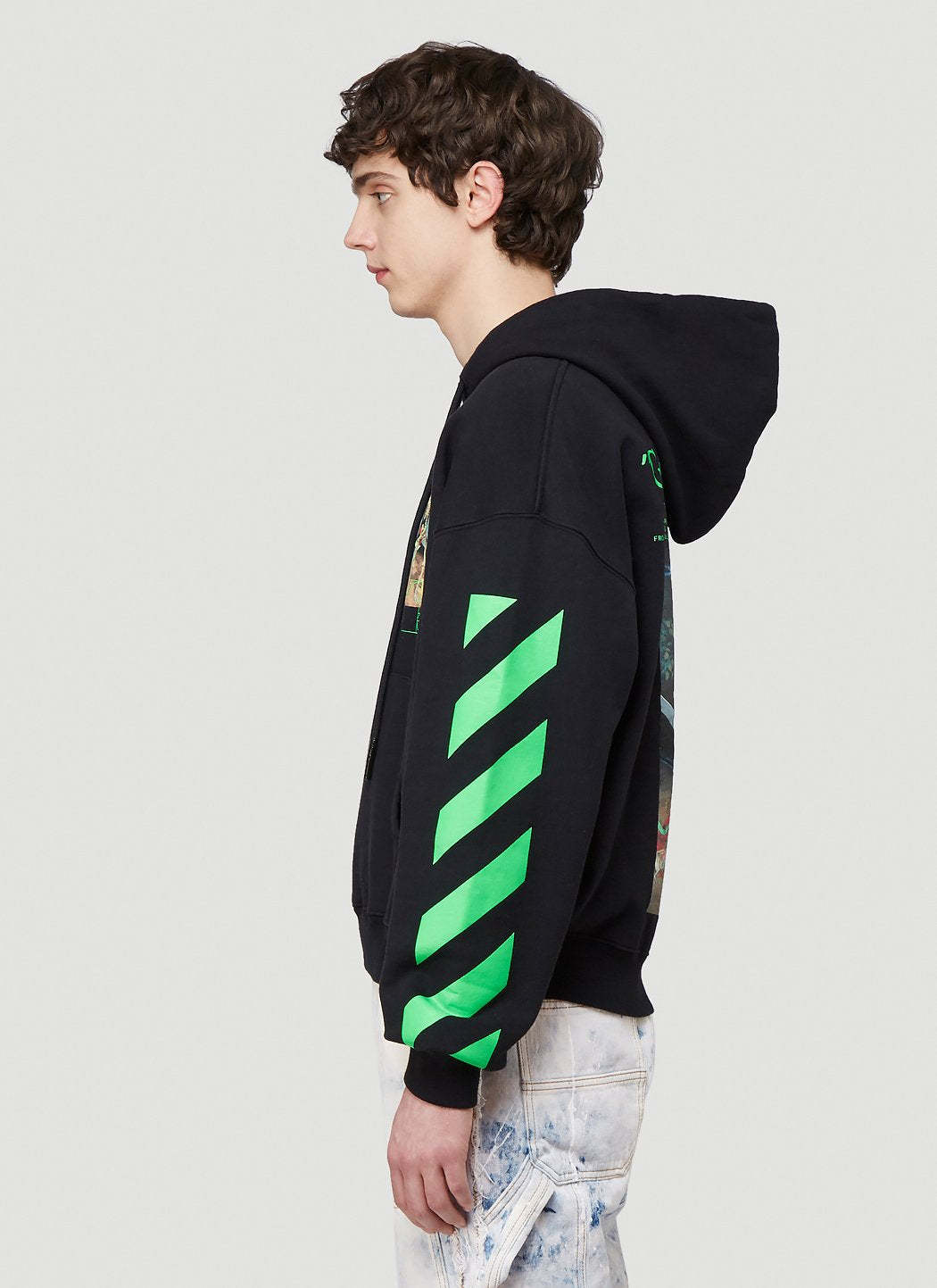 メンズOFF-WHITE オフホワイト PASCAL PAINTING ブラックパーカー イタリア正規品 OMBB037R20E300141088 新品